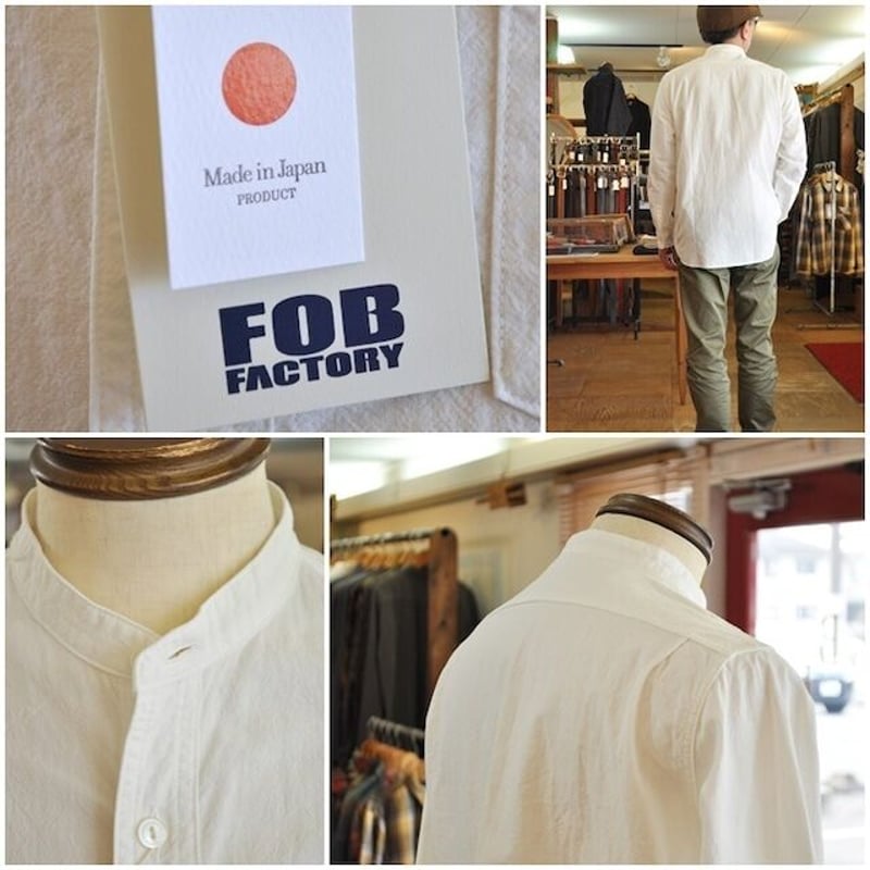 FOB FACTORY(エフオービーファクトリー) 綿素材 バンドカラー長袖