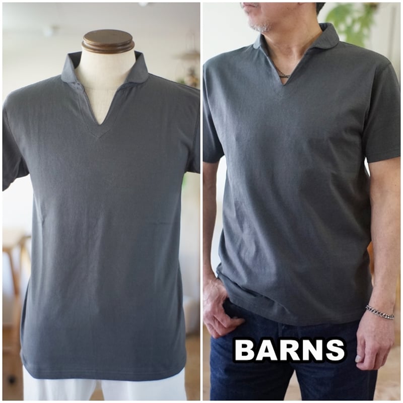BARNS バーンズ スキッパー 半袖ポロシャツ BR-7100 スキッパー