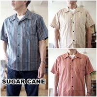 SUGARCANE シュガーケーン 半袖オープンカラーシャツ 39520　ストライプ柄　ドビークロス