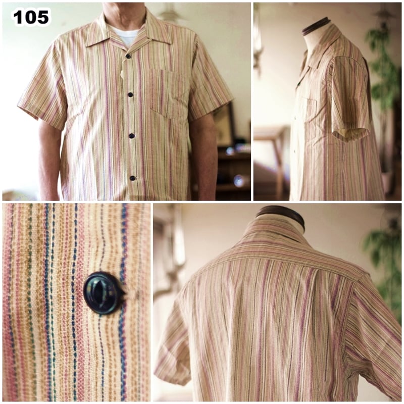 GEGRGE ストライプシャツ　レーヨン　ブラウン　XL GEGRGE ストライプシャツ レーヨン ブラウン XL GEGRGE