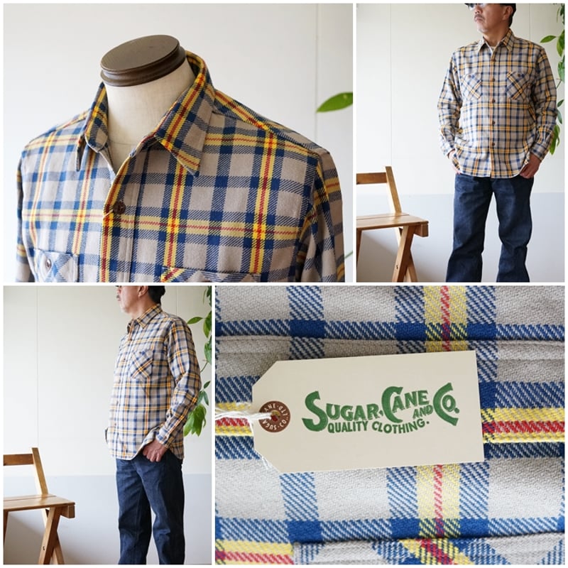 sugarcane シュガーケーン ツイルワークシャツ ネルシャツ 長袖シャツ 