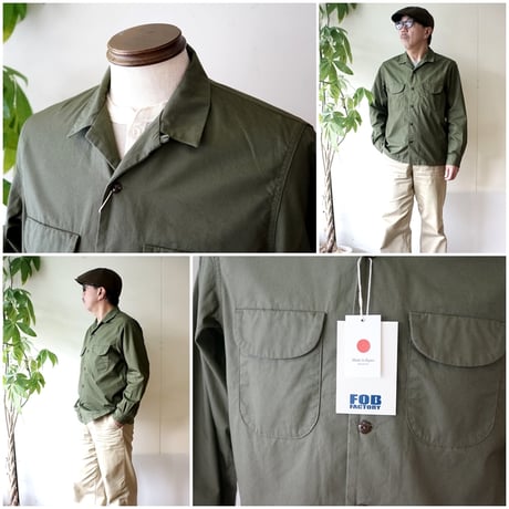 FOBFACTORY 　エフオービーファクトリー　長袖シャツ　オープンカラーシャツ　 F3515　ポプリン