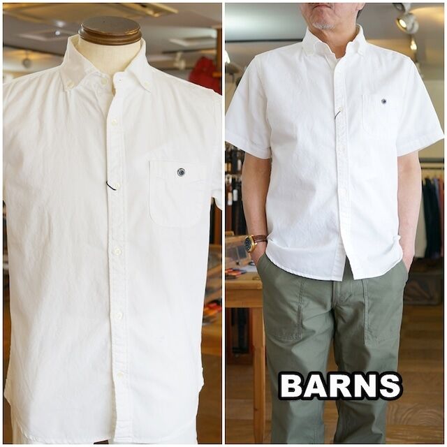 BARNS バーンズ 半袖シャツ ボタンダウンシャツ VINTAGE仕様 BR5266