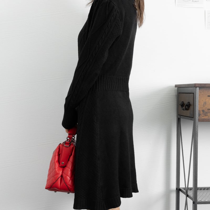 日本発送】 ケーブルニットワンピース ミニ きれいめ ボディコン