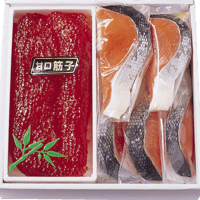 【Ｋセット】紅鮭筋子（醤油味）４００ｇ・紅鮭５切身