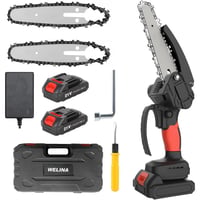 チェーンソー 充電式 電動チェーンソー ハンディ チェーンソー小型チェーンソー 21V 2000mAh 軽量 木工切断 枝切り 伐採 充電器・収納箱 (6インチ)HYM013