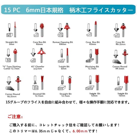 Hovered 電動トリマー 木工用 電気トリミング機 6.00mm 日本規格 コンパクト軽量 電動の彫刻刀 電動切断研磨木材溝切り用 HYM024