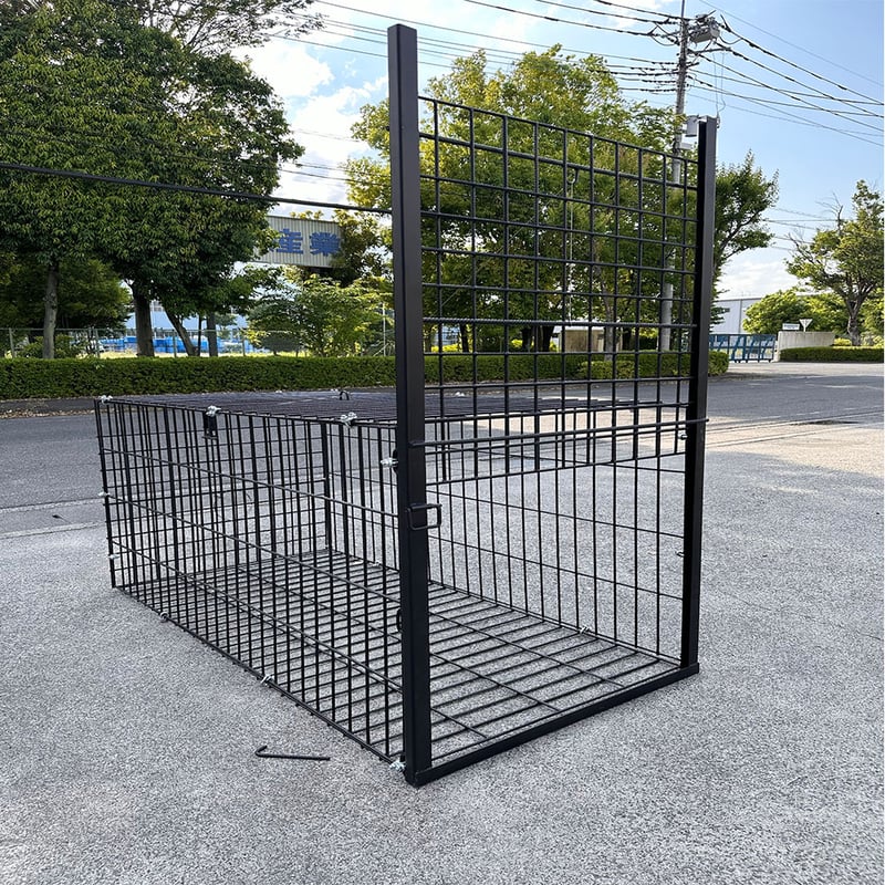 補強型 イノシシ・シカ用箱罠 犬小屋 片扉 2mx1mx1m (福山営業所止め） イノシシ・シカ用の箱罠ビッグ 片扉 捕獲機 動物捕獲器
