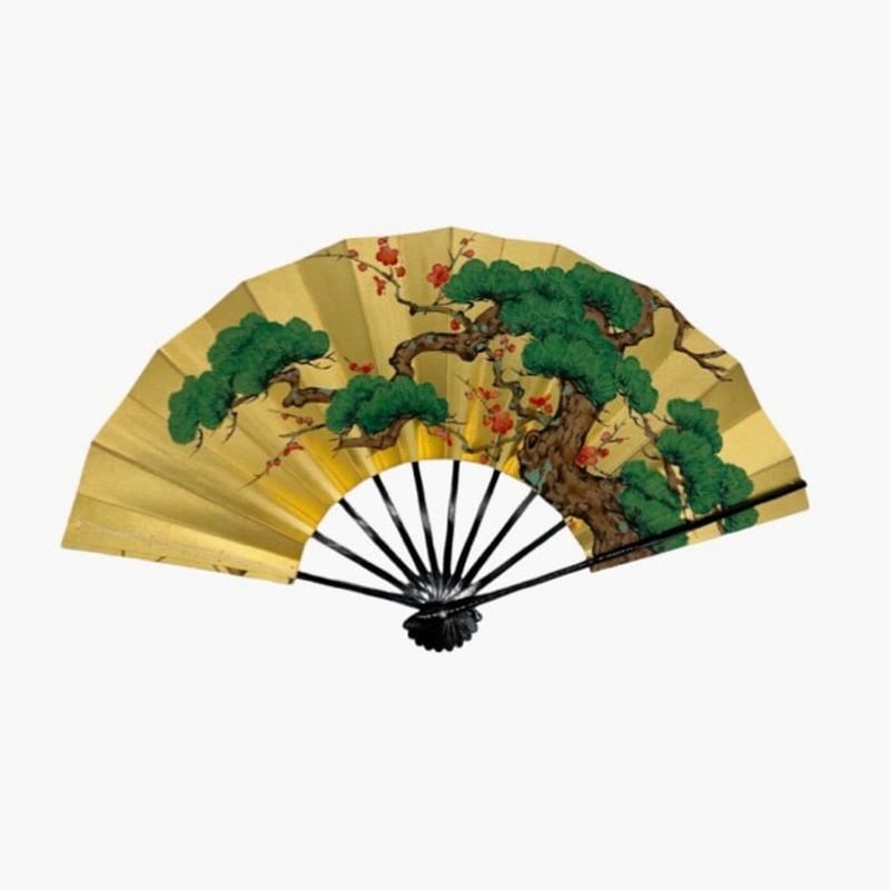 鳥海二楽子飾り扇子 美しい竹金箔の扇子