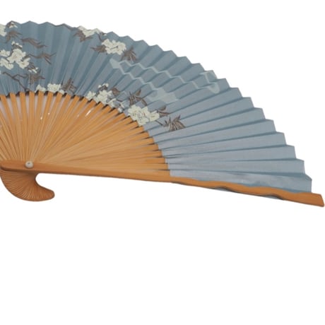 ＜婦人用＞紙扇子 桜　水色柄
