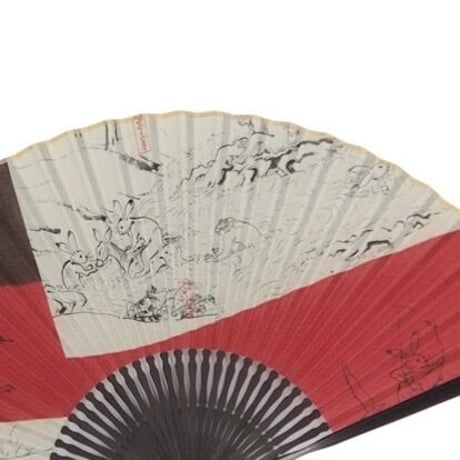 〈紳士用〉ハンカチ扇子(鳥獣戯画柄A）、扇子袋セット