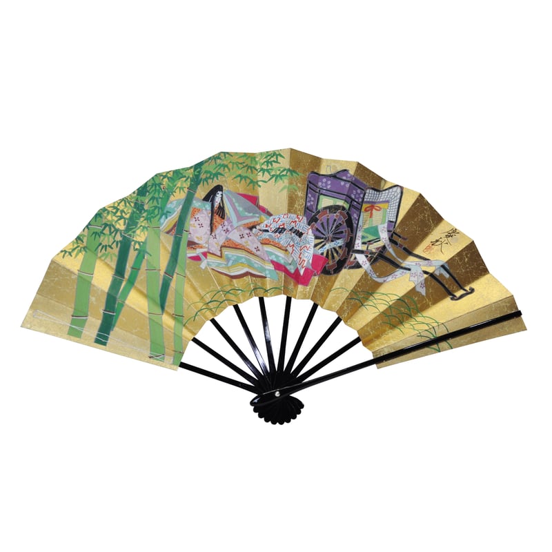 京扇子〉手描き両面飾り扇子 竹取/紅白梅 扇子立付 箱入 | 京扇子とく 