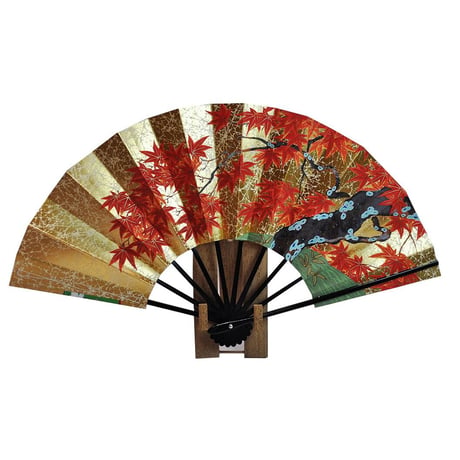 〈京扇子〉両面飾り扇子　桜/紅葉 扇子立付 箱入