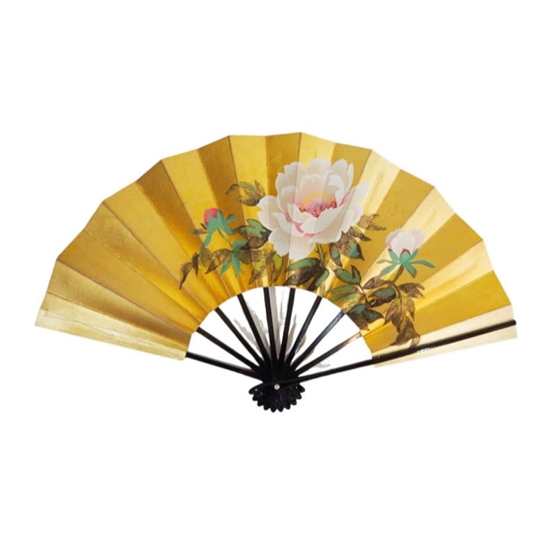 おぼん漆器 金箔のお盆 扇子と花の模様 おぼん漆器 金箔のお盆 扇子と花の模様
