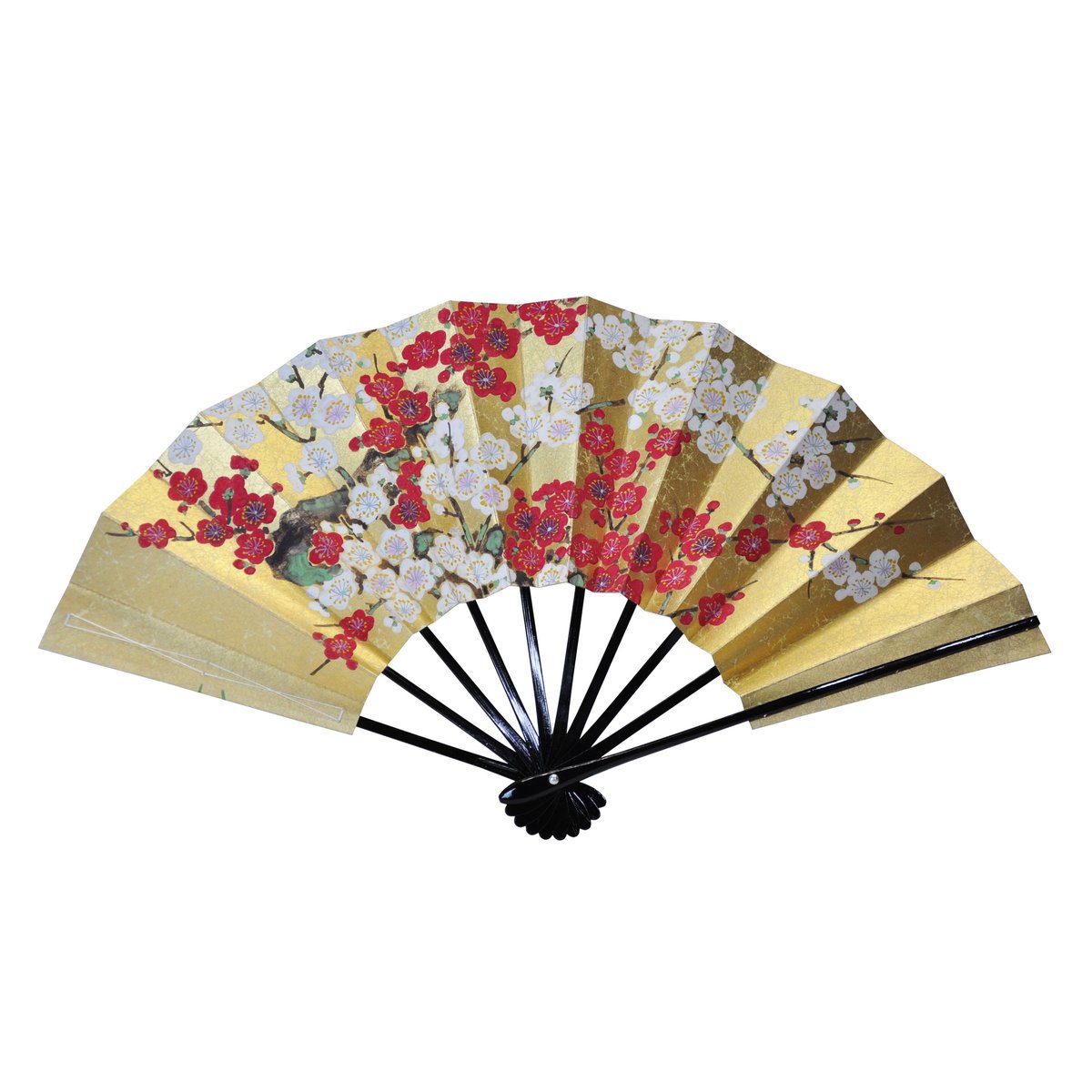 京扇子〉手描き両面飾り扇子 竹取/紅白梅 扇子立付 箱入 | 京扇子とく 