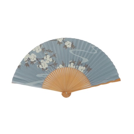 ＜婦人用＞紙扇子 桜　水色柄