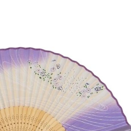 〈婦人用〉並絹カラー親扇子 小花柄 紫色