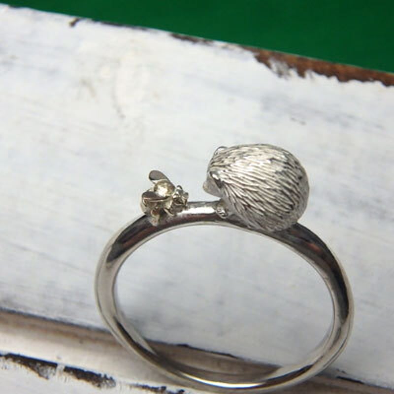 【はりねずみ】あーるめいど　シトリン 桔梗リング フリーサイズリング　YG はりねずみと蜂 リング （シルバー・イエローゴールド