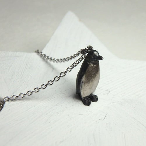 待ちぼうけペンギン ペンダント （シルバー＆ホワイトゴールド