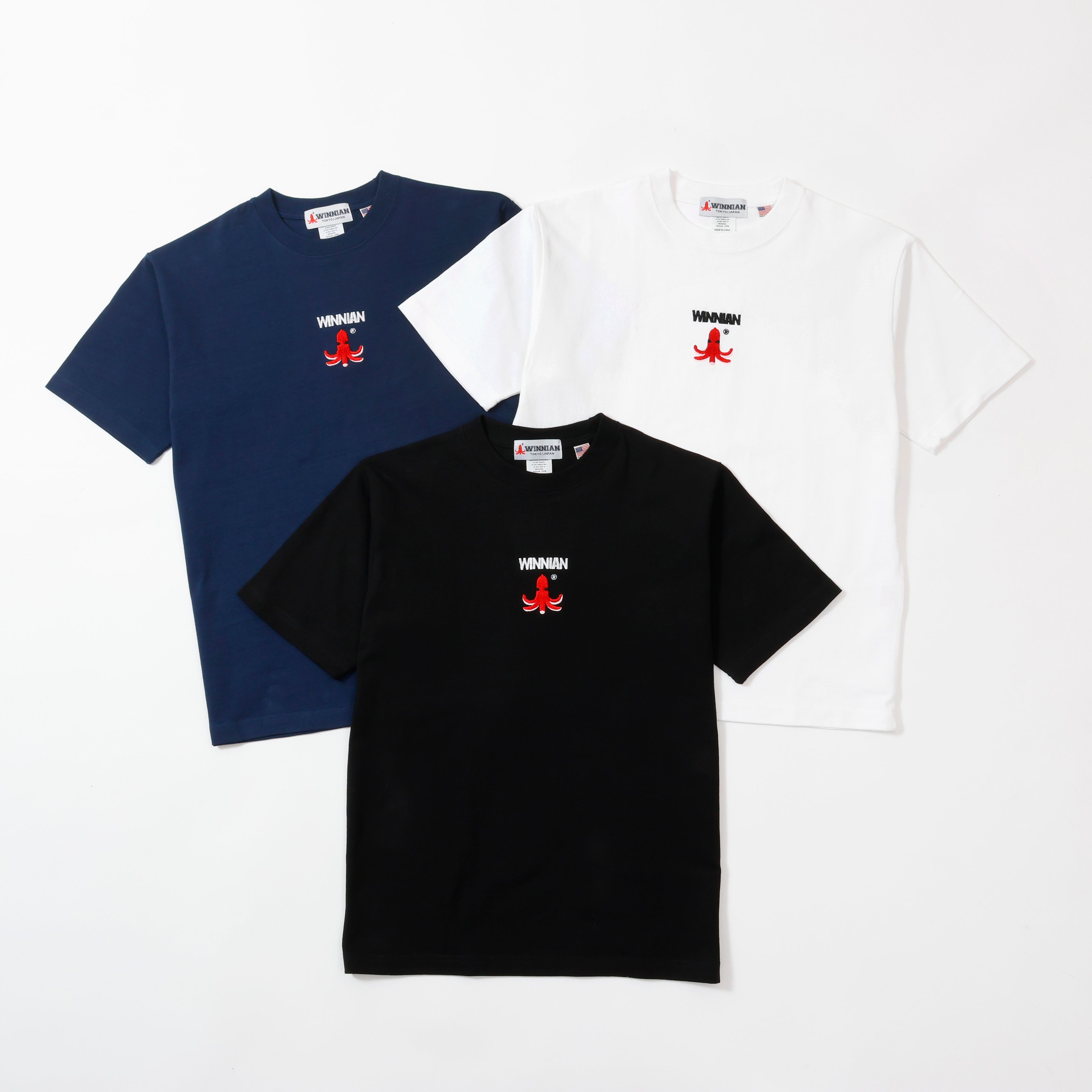 WINNIANタコフロント刺繍8.1ozTシャツ（ホワイト） | WINNIAN STORE