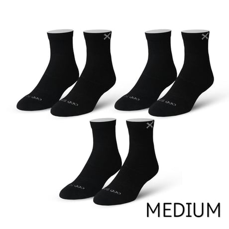 MEDIUM FEET - BASIX 3 PACK（3足セット）QUARTER BLACK