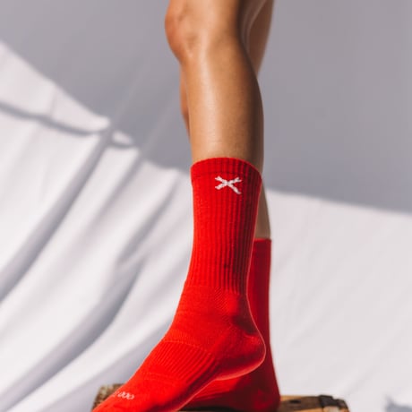 MEDIUM FEET - RED HEATHER CREW