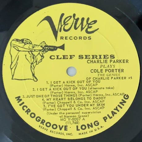 CHARLIE PARKER - Plays Cole Porter (VERVE MGV-8007)