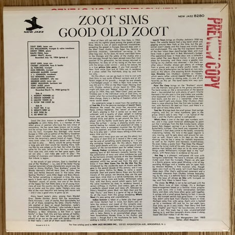 ZOOT SIMS - Good Old Zoot (NEW JAZZ NJLP8280)