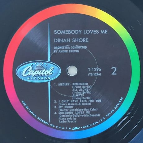 DINAH SHORE - Somebody Loves Me (CAPITOL T1296)