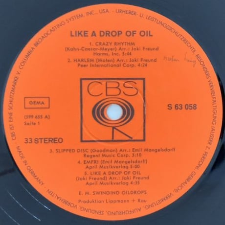 EMIL MANGELSDORFF - a Drop of Oil (CBS S63058)