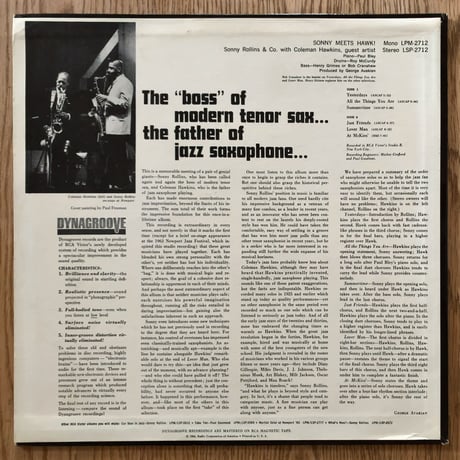 SONNY ROLINS & COLEMAN HAWKINS - Sonny Meets Hawk! (RCA VICTOR LSP2712)