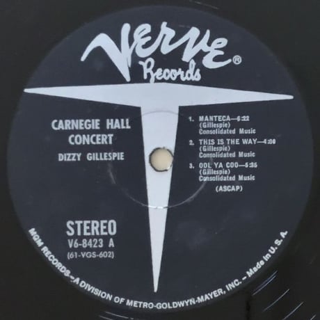DIZZY GILLESPIE - Carnegie Hall Concert (VERVE V6-8423)