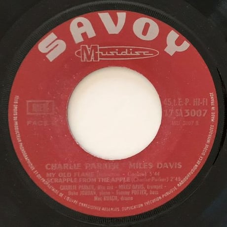 CHARLIE PARKER - MILES DAVIS - Jazz Masters (MUSIDISC/SAVOY 17SA3007) 7inch EP