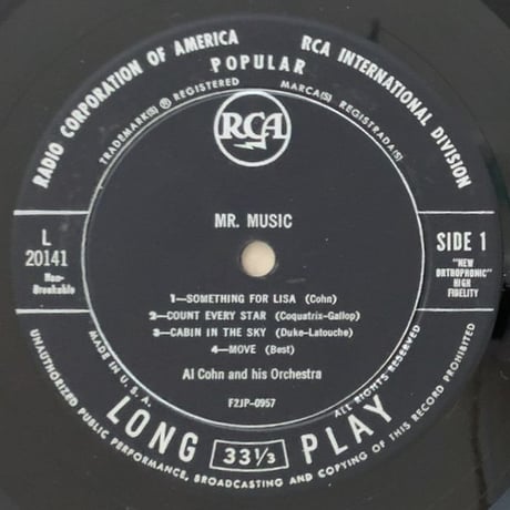 AL COHN - Mr. Music (RCA VICTOR L20141)