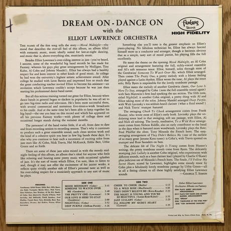 ELLIOT LAWRENCE - Dream On…Dance On (FANTASY 3261)
