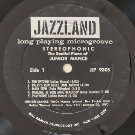 JUNIOR MANCE - The Soulful Piano of Junior Mance (JAZZLAND JLP930S)