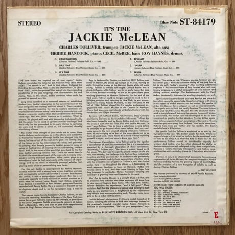 JACKIE McLEAN - It's Time! (BLUE NOTE BST84179)