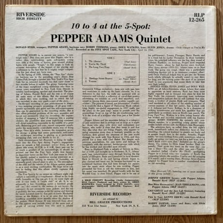 PEPPER ADAMS - 10 To 4 At The 5 Spot (RIVERSIDE RLP12-265)