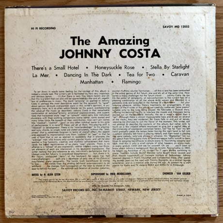 JOHNNY COSTA - The Amazing (SAVOY MG12052)