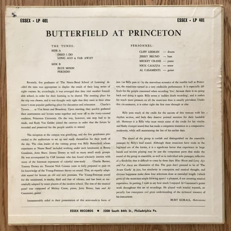BILLY BUTTERFIELD - at Princeton (SUSSEX ESLP401)