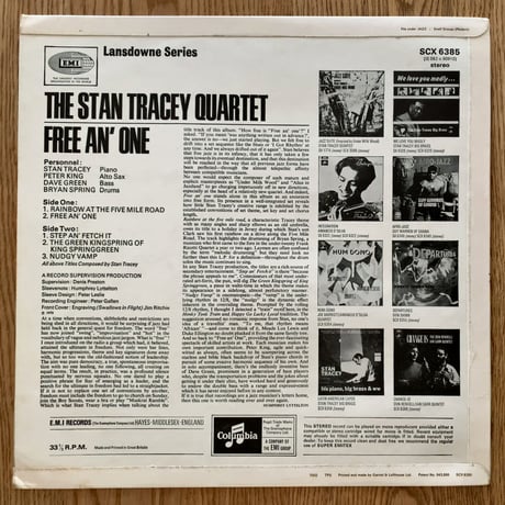 STAN TRACEY - Free An' One (COLUMBIA SCX6385)