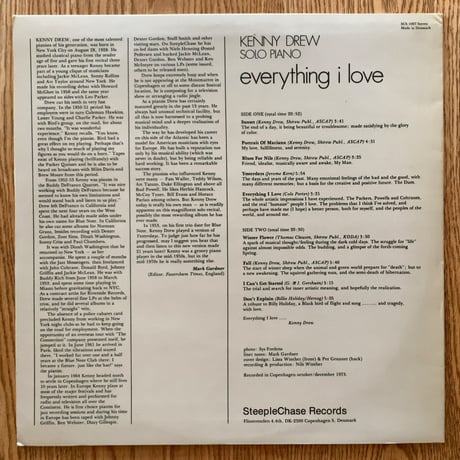 KENNY DREW - Everything I Love (STEEPLE CHASE SCS-1007)