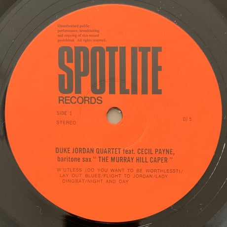 DUKE JORDAN - The Murray Hill Caper (SPOTLITE DJ5)