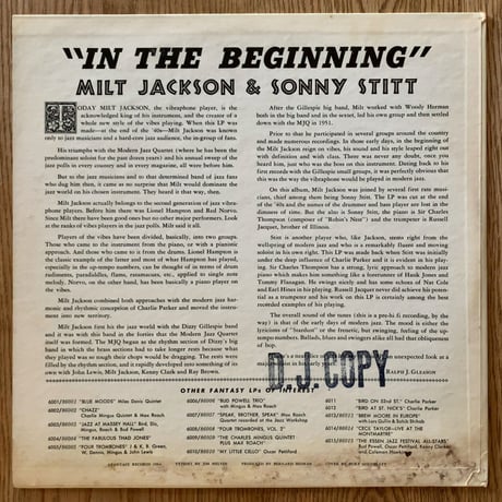 MILT JACKSON & SONNY STITT - in the Beginning (GALAXY 204)