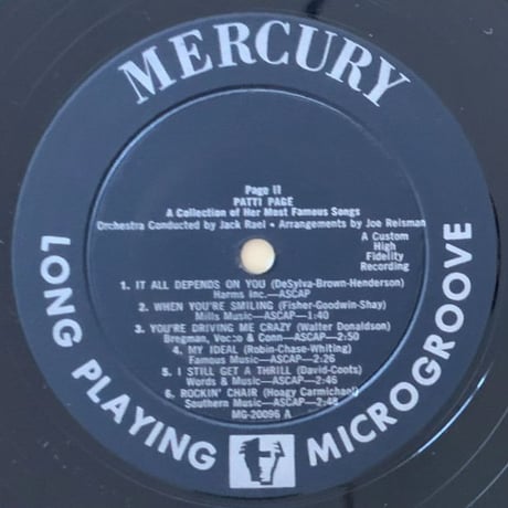 PATTI PAGE - Page 2  Sings a Collection of Her Famous Songs (MERCURY MG20096)
