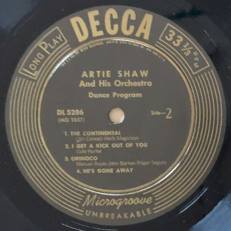 ARTIE SHAW - Dance Program (DECCA DL5286)