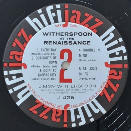 JIMMY WITHERSPOON / GERRY MULLIGAN / BEN WEBSTER - at The Renaissance (HIFI JAZZ J426)