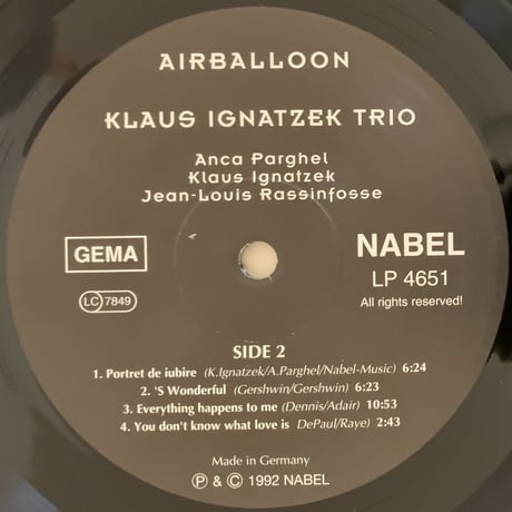 KLAUS IGNAZEK TRIO - Airballoon (NABEL NABEL4651)