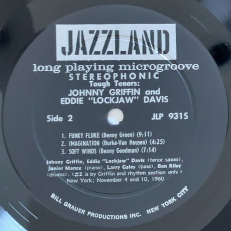 JOHNNY GRIFFIN & EDDIE "LOCKJAW" DAVIS - Tough Tenors (JAZZLAND JLP931S) STEREO