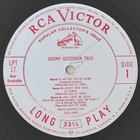 BENNY GOODMAN - Benny Goodman Trio (RCA VICTOR LPT17)